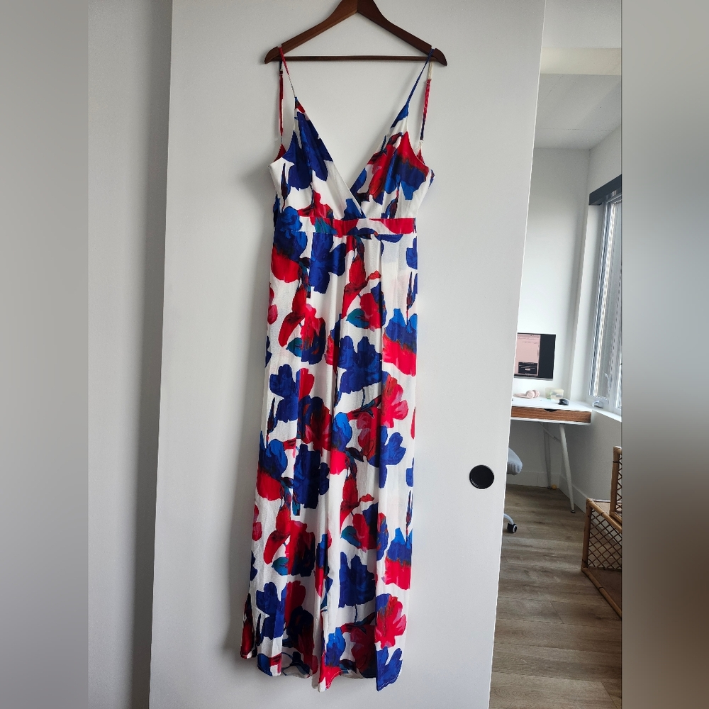 L'ATISTE Pink and Blue Jumpsuit with Spaghetti Straps
